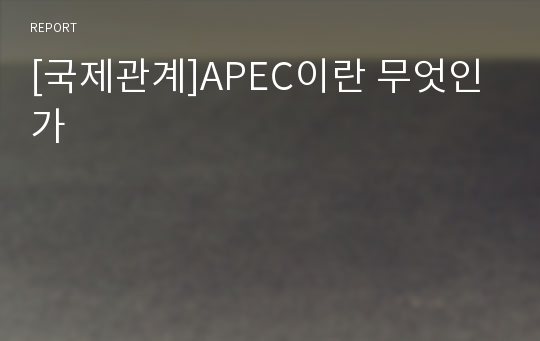 [국제관계]APEC이란 무엇인가