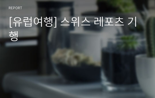 [유럽여행] 스위스 레포츠 기행