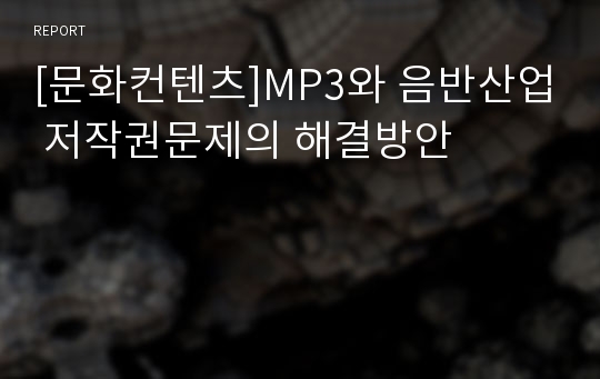 [문화컨텐츠]MP3와 음반산업 저작권문제의 해결방안