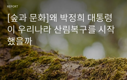 [숲과 문화]왜 박정희 대통령이 우리나라 산림복구를 시작했을까