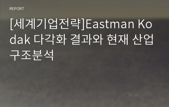 [세계기업전략]Eastman Kodak 다각화 결과와 현재 산업구조분석