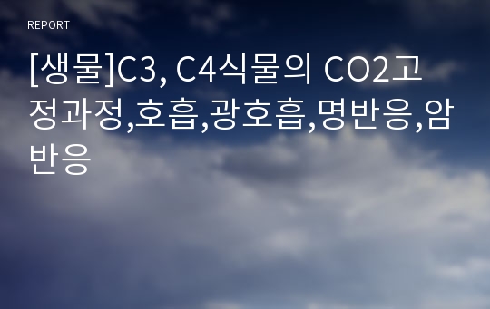 [생물]C3, C4식물의 CO2고정과정,호흡,광호흡,명반응,암반응