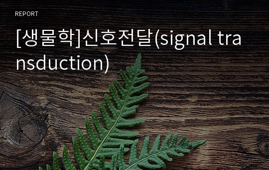 [생물학]신호전달(signal transduction)