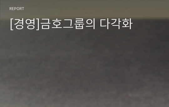 [경영]금호그룹의 다각화