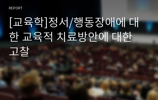 [교육학]정서/행동장애에 대한 교육적 치료방안에 대한 고찰