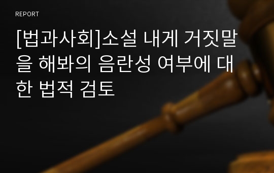 [법과사회]소설 내게 거짓말을 해봐의 음란성 여부에 대한 법적 검토