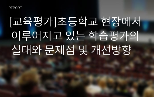 [교육평가]초등학교 현장에서 이루어지고 있는 학습평가의 실태와 문제점 및 개선방향