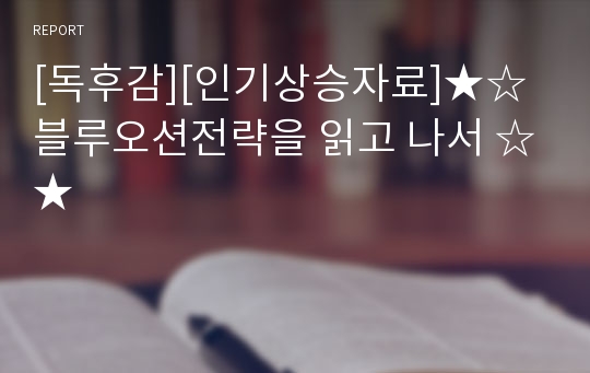 [독후감][인기상승자료]★☆ 블루오션전략을 읽고 나서 ☆★