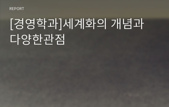 [경영학과]세계화의 개념과 다양한관점