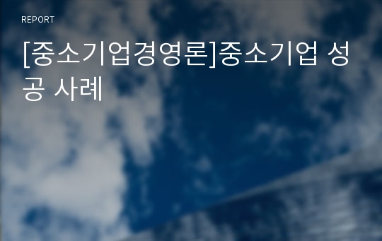 [중소기업경영론]중소기업 성공 사례