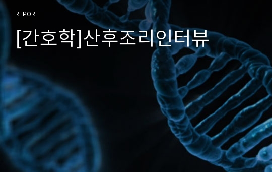 [간호학]산후조리인터뷰