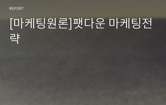 [마케팅원론]팻다운 마케팅전략