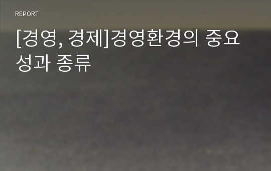 [경영, 경제]경영환경의 중요성과 종류