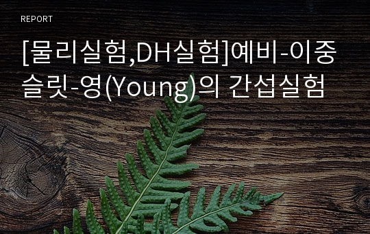 [물리실험,DH실험]예비-이중슬릿-영(Young)의 간섭실험