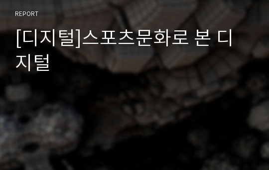 [디지털]스포츠문화로 본 디지털