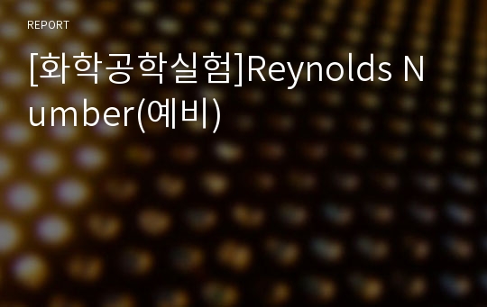 [화학공학실험]Reynolds Number(예비)