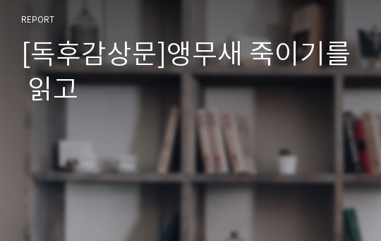 [독후감상문]앵무새 죽이기를 읽고