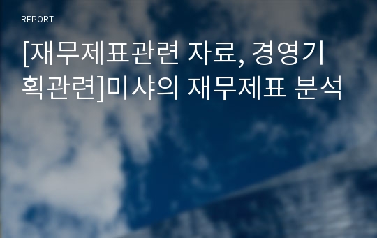 [재무제표관련 자료, 경영기획관련]미샤의 재무제표 분석