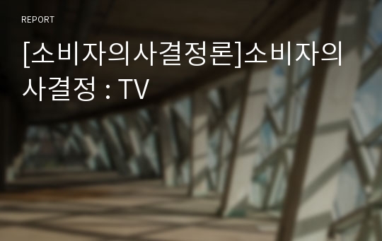 [소비자의사결정론]소비자의사결정 : TV