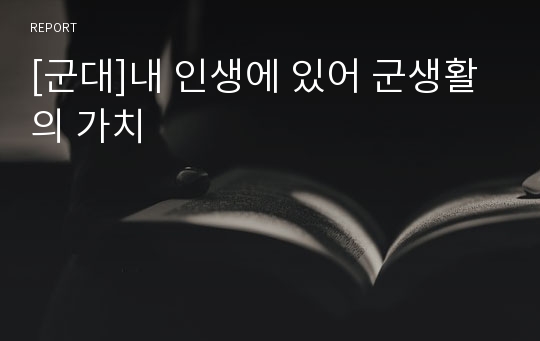 [군대]내 인생에 있어 군생활의 가치