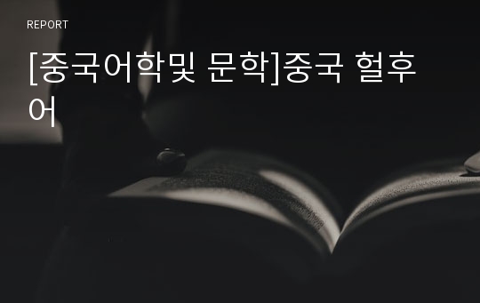 [중국어학및 문학]중국 헐후어