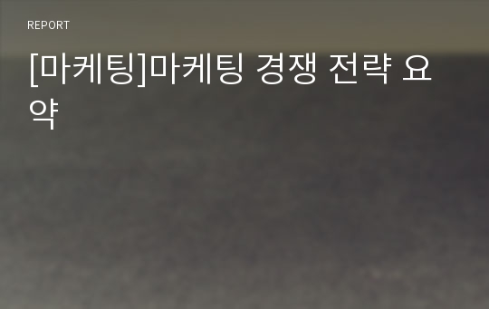 [마케팅]마케팅 경쟁 전략 요약