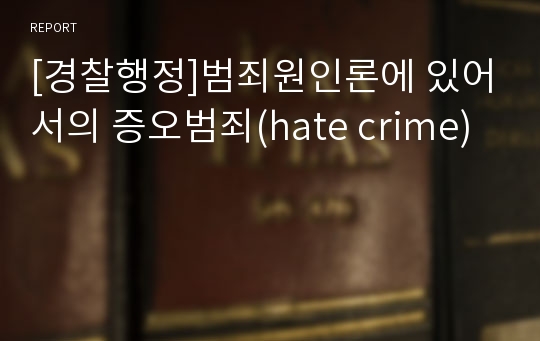 [경찰행정]범죄원인론에 있어서의 증오범죄(hate crime)