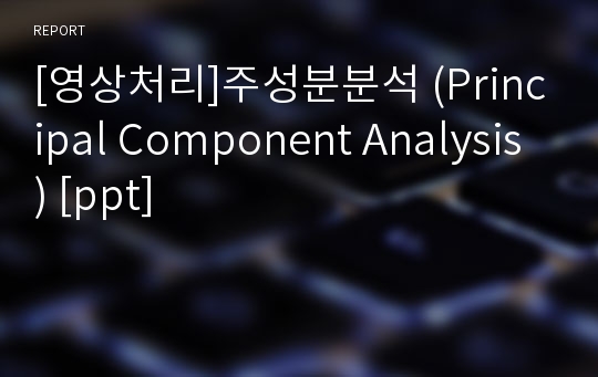 [영상처리]주성분분석 (Principal Component Analysis) [ppt]