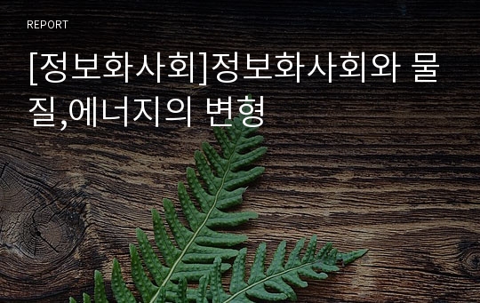 [정보화사회]정보화사회와 물질,에너지의 변형