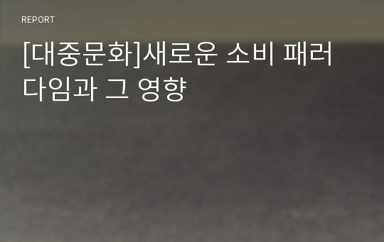 [대중문화]새로운 소비 패러다임과 그 영향