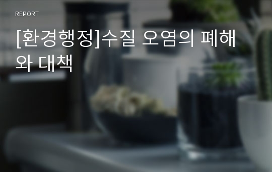 [환경행정]수질 오염의 폐해와 대책