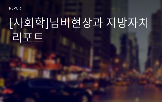 [사회학]님비현상과 지방자치 리포트