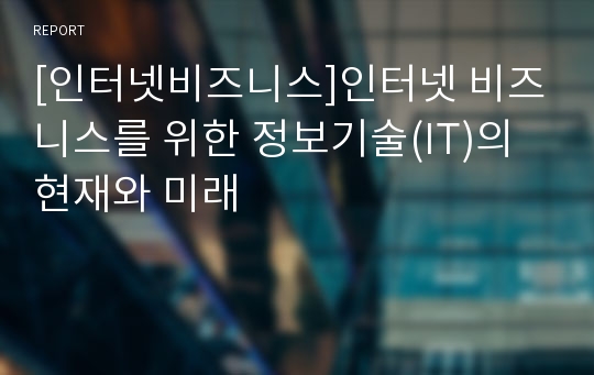 [인터넷비즈니스]인터넷 비즈니스를 위한 정보기술(IT)의 현재와 미래