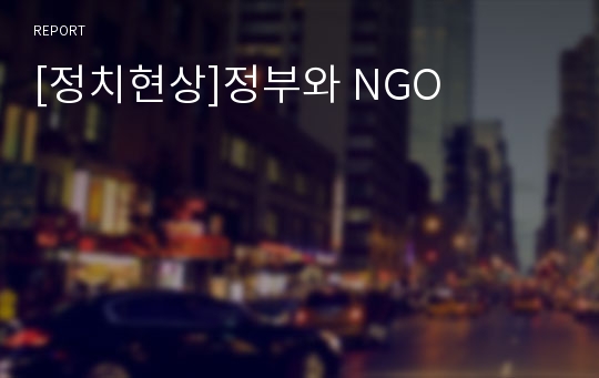 [정치현상]정부와 NGO