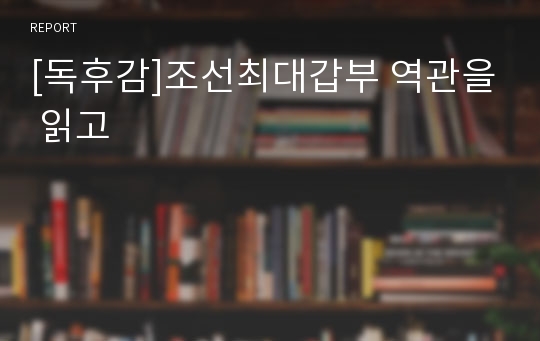 [독후감]조선최대갑부 역관을 읽고