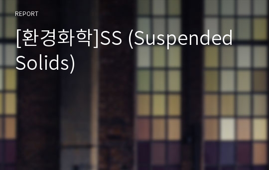 [환경화학]SS (Suspended Solids)