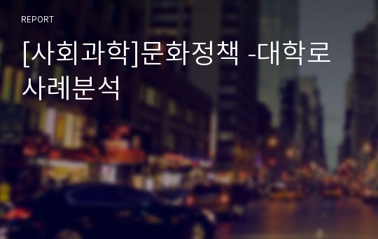 [사회과학]문화정책 -대학로 사례분석