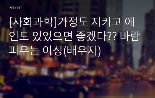 [사회과학]가정도 지키고 애인도 있었으면 좋겠다?? 바람피우는 이성(배우자)