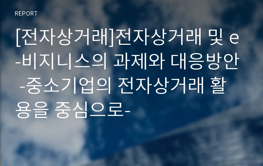 [전자상거래]전자상거래 및 e-비지니스의 과제와 대응방안 -중소기업의 전자상거래 활용을 중심으로-