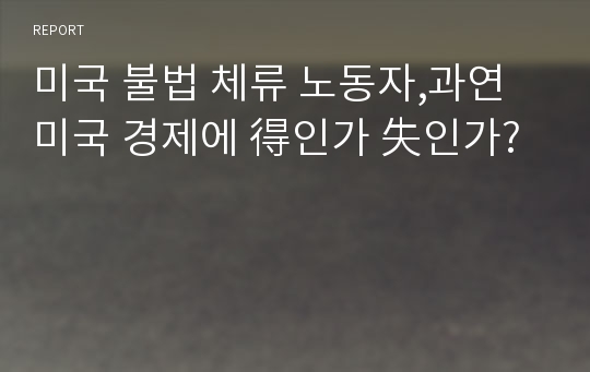 미국 불법 체류 노동자,과연 미국 경제에 得인가 失인가?