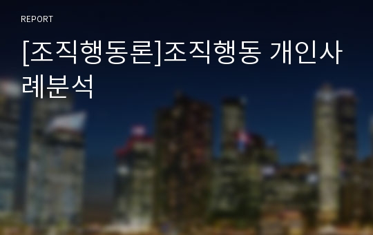 [조직행동론]조직행동 개인사례분석