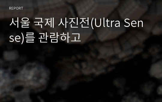 서울 국제 사진전(Ultra Sense)를 관람하고