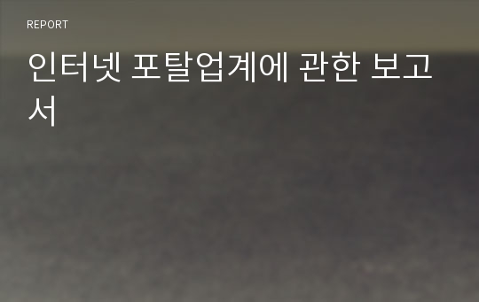 인터넷 포탈업계에 관한 보고서