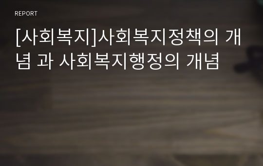 [사회복지]사회복지정책의 개념 과 사회복지행정의 개념