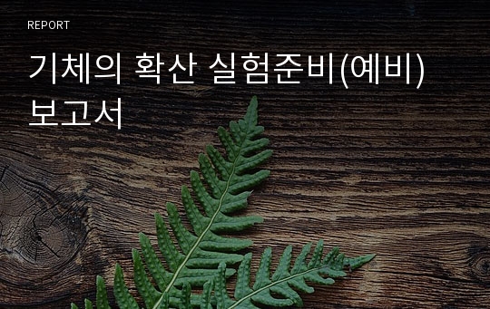 기체의 확산 실험준비(예비)보고서