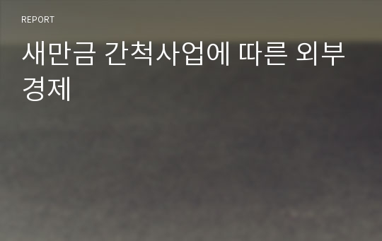 새만금 간척사업에 따른 외부경제