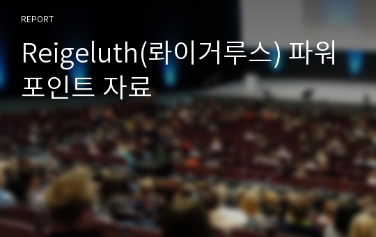 Reigeluth(롸이거루스) 파워포인트 자료