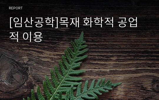 [임산공학]목재 화학적 공업적 이용