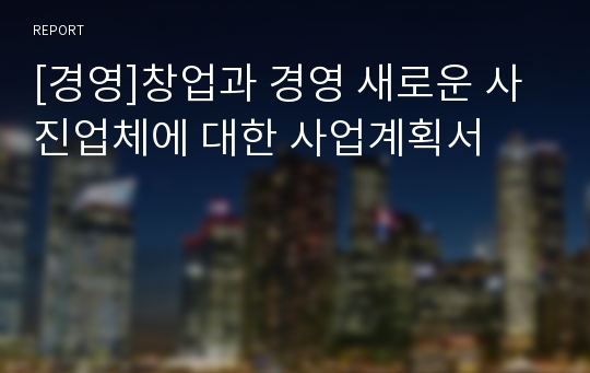 [경영]창업과 경영 새로운 사진업체에 대한 사업계획서