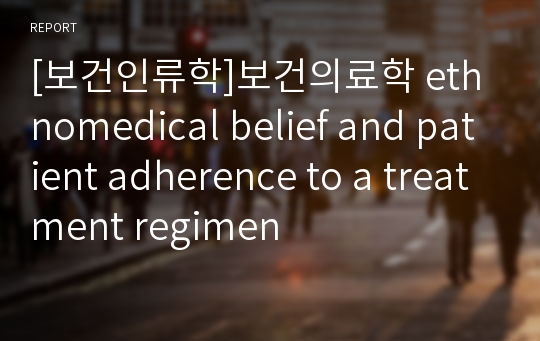 [보건인류학]보건의료학 ethnomedical belief and patient adherence to a treatment regimen